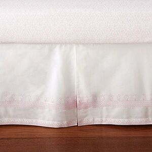 Pottery Barn Kids Pink 100%Cotton Claire Embroidered Crib bed Skirt